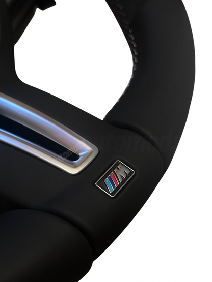 BLUE STRIPE LEATHER OEM M STYLE STEERING WHEEL - F SERIES